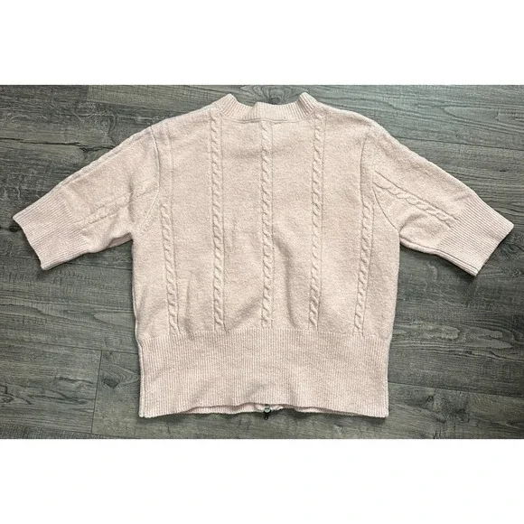 Modern Supply Sanctuary Women's Pink Short Sleeve Zip-Up Knit Cardigan Sweater L - Picture 7 of 7